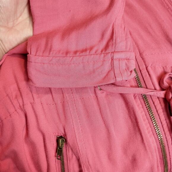 WET SEAL Womens XL Pink Utility Jacket Full Zip Front Drawstring Waist‎ Pockets - Picture 9 of 10